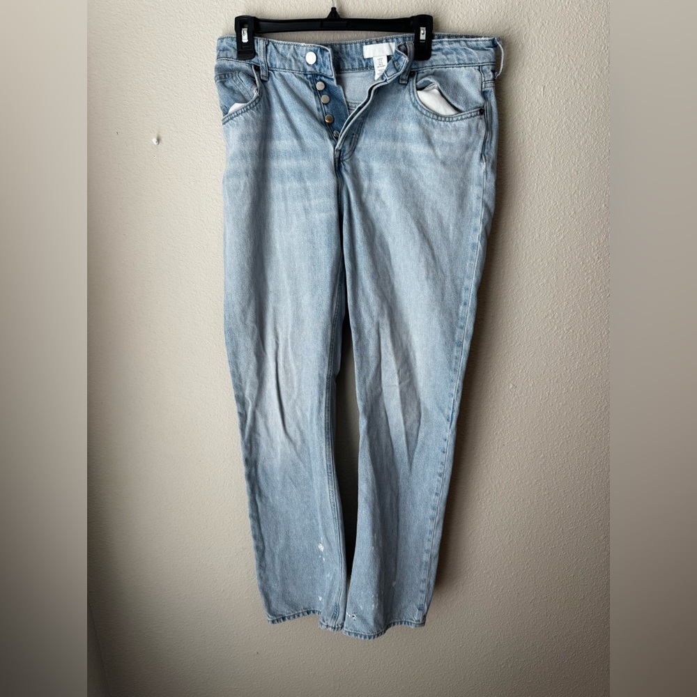 H&M Light Blue Denim Jacket with Silver Buttons